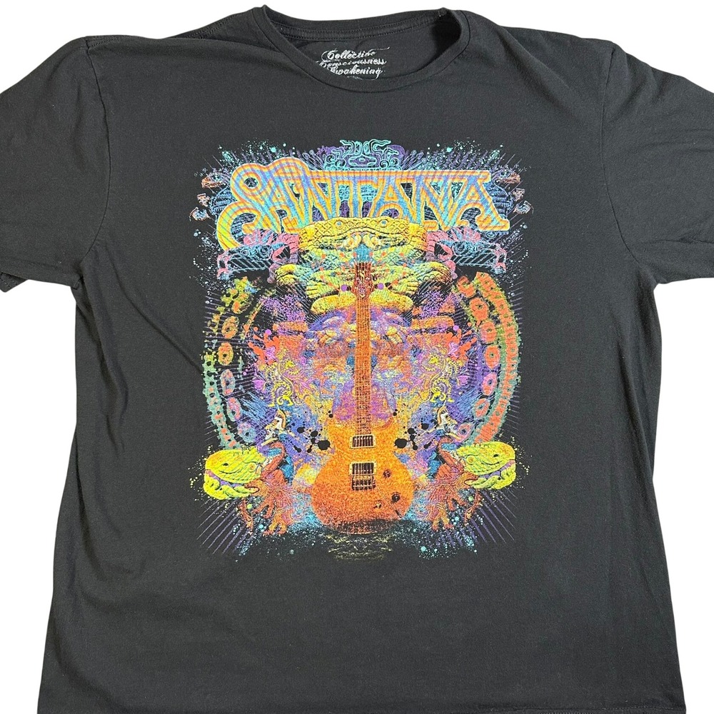 Vintage Santana Collective Consciousness Mens XL Graphic T-Shirt Black